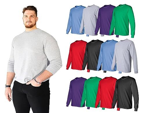 BILLIONHATS Big & Tall Long Sleeve Colorful T-Shirts for Mens 100% Cotton gallery