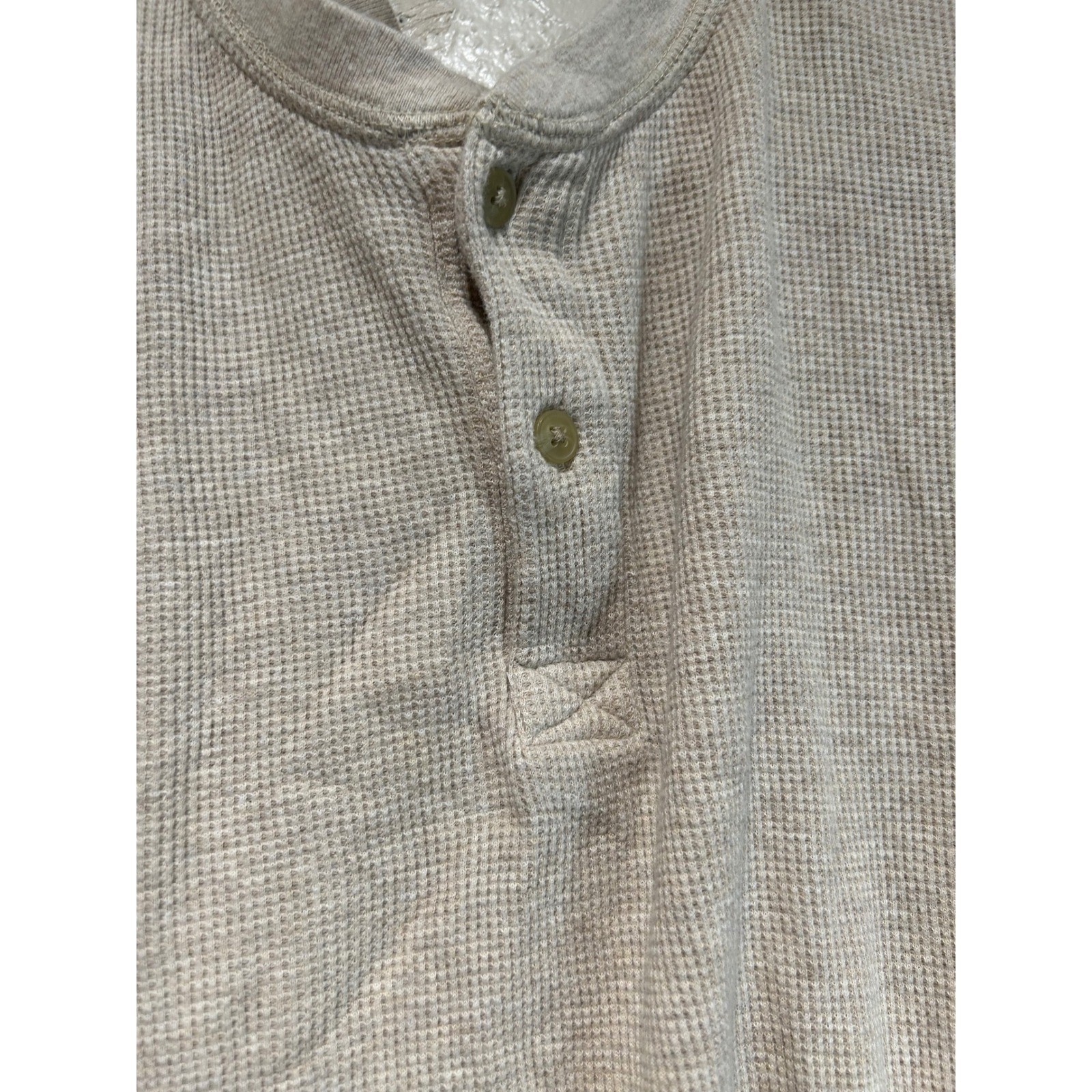 St Johns Bay Mens XL Oatmeal Waffle Knit Henley Thermal Long Sleeve Cotton Shirt gallery