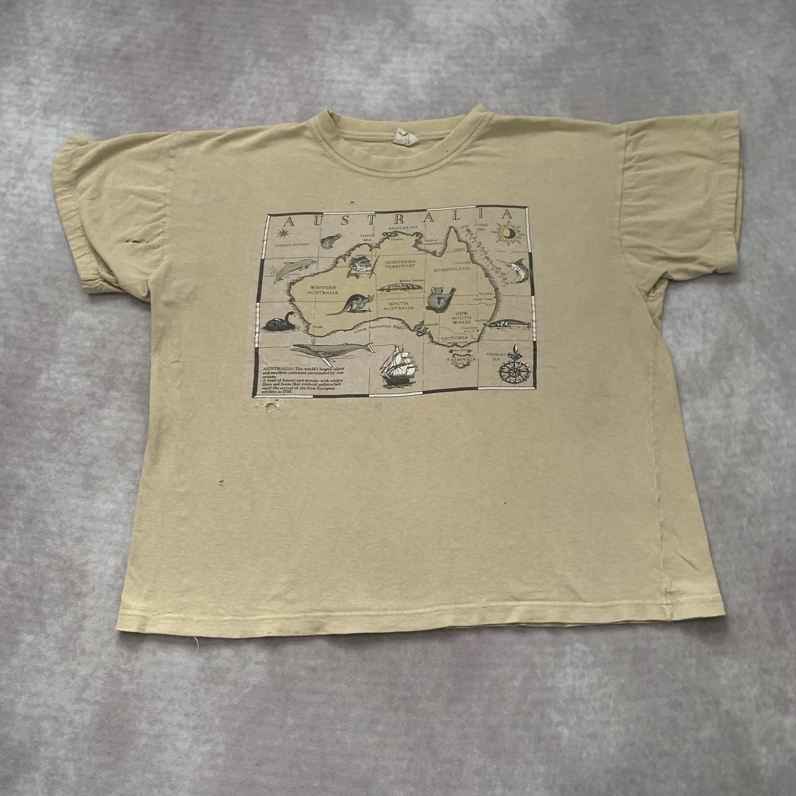 Vintage 90s Australia Map Shirt Size L Graphic Nature Ocean Koala gallery