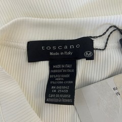 Toscano Men’s Tee White Ribbed Knit Crew Neck Pullover Shirt Size Medium NWT