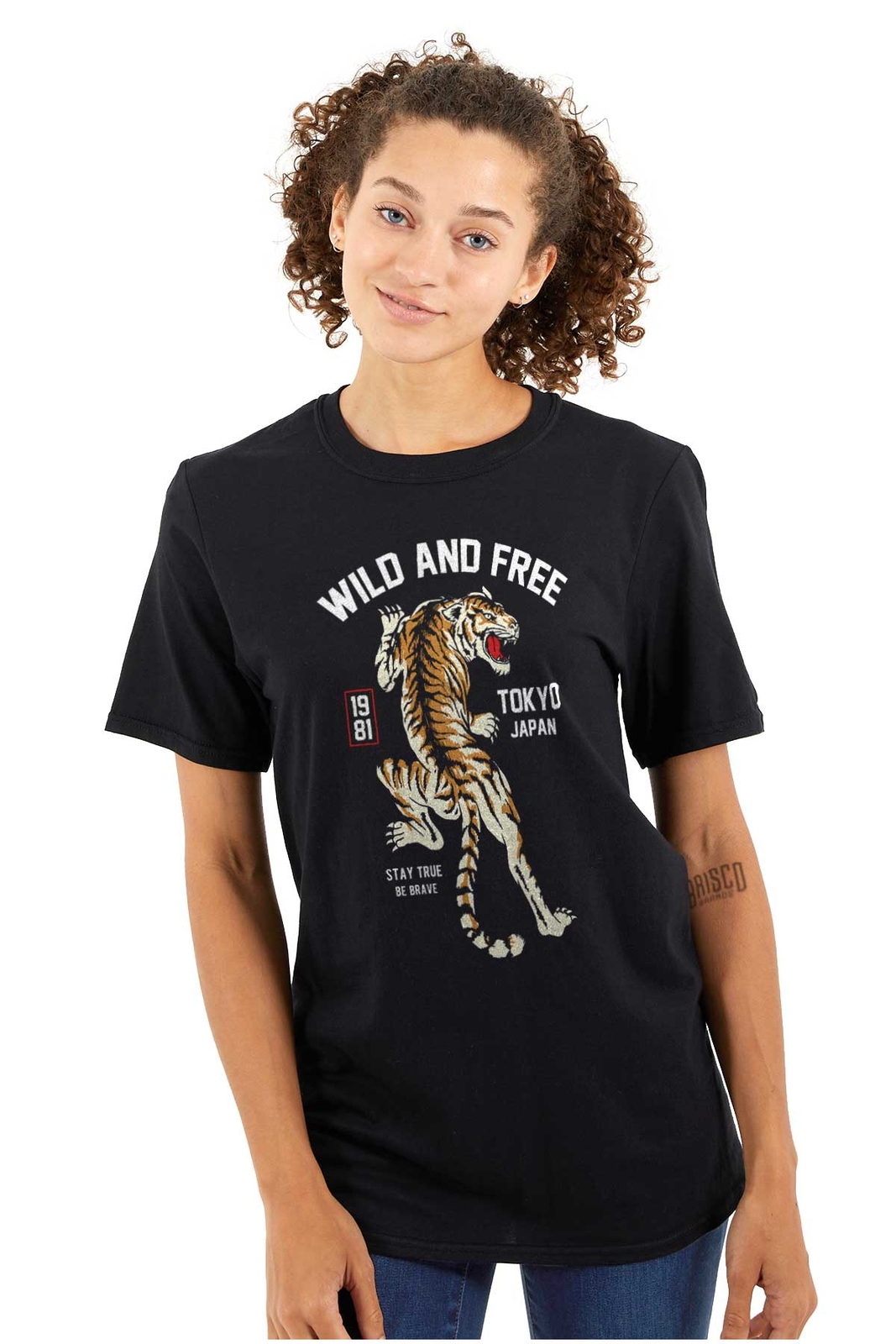 Tokyo Japan Wild and Free True Brave Tiger Womens or Mens Crewneck T Shirt Tee gallery