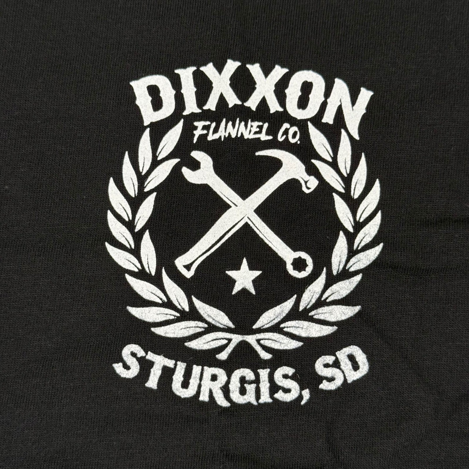 DIXXON Flannel Co. T-Shirt XL Black Sturgis SD Sketchy White Crest Tee NWT Men's gallery