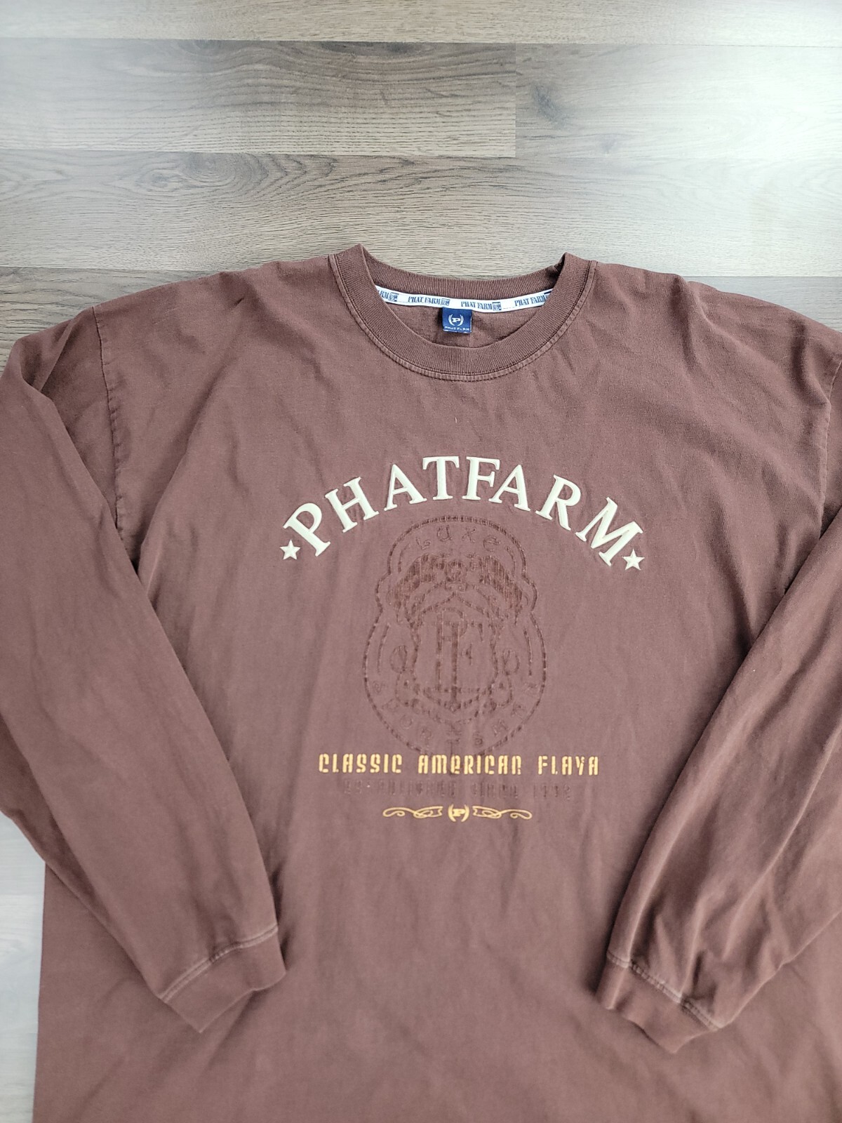 Vintage Phat Farm Shirt Long Sleeve Size XL Brown Streetwear Hip Hop Y2K Baggy gallery