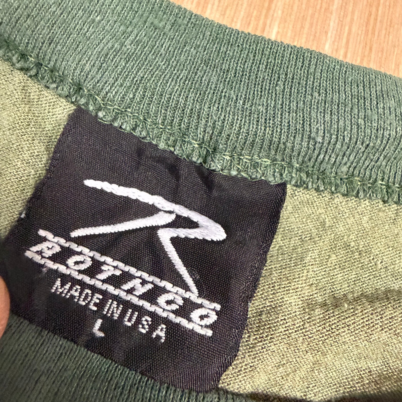 Vintage 90s Rothco Camo Ringer Large Single Stitch T Shirt Made in USA army gallery