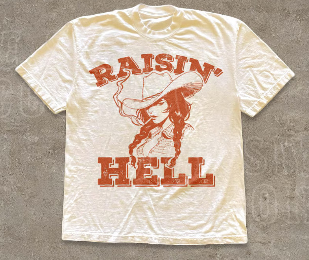 Vintage Cowgirl T Shirt Raisin Hell Western Graphic Tee