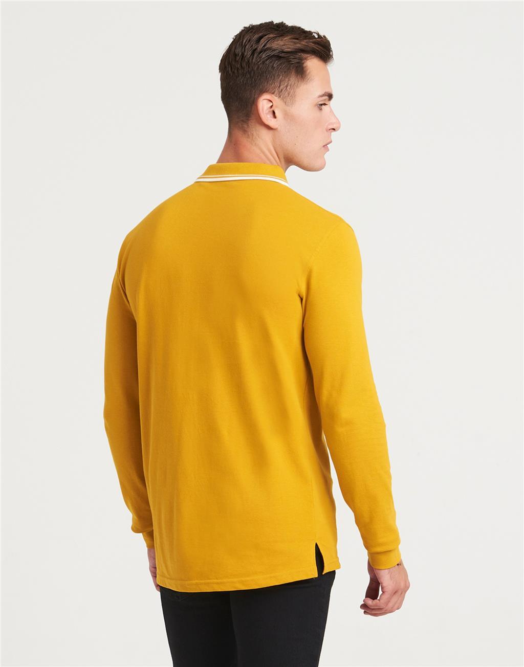 Mens Long Sleeve Polo Shirt Plain Tipped Collar Casual Cotton Tops AWDis gallery
