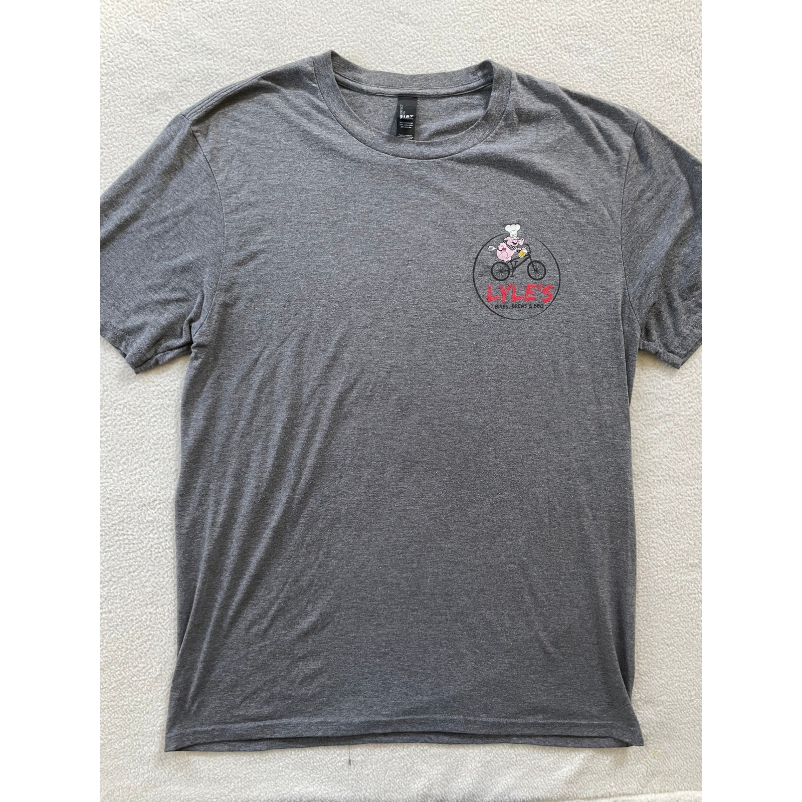 Mens Large T-Shirt Gray Lyle's Bikes Brews & BBQ Loveland Ohio Tri-Blend gallery