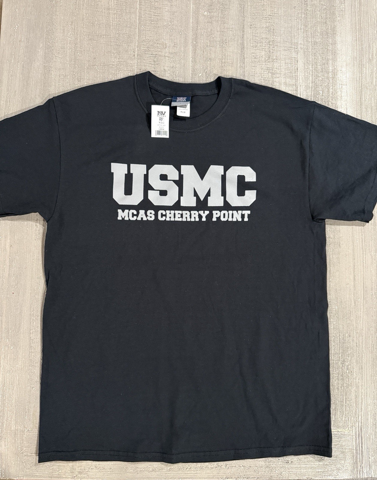 UNITED STATES MARINE CORPS - “USMC MCAS CHERRY POINT” - Black T-Shirt -Sz LARGE gallery