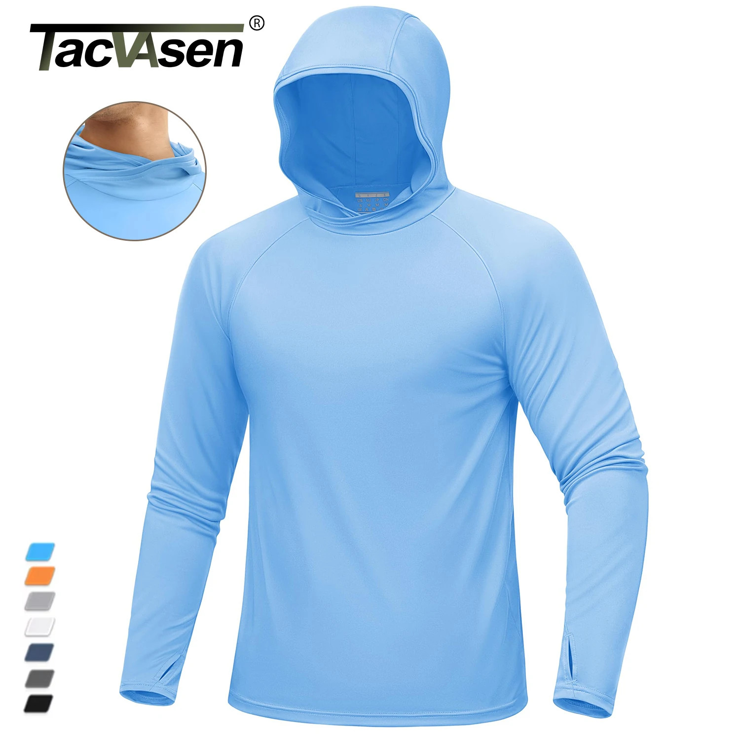 TACVASEN UPF 50+ Hooded T-Shirts Mens Quick Dry UV Block Sun Shirts Lightweight gallery