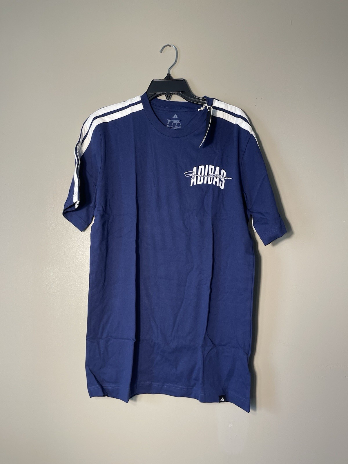adidas Men's Collegiate Script Graphic T-Shirt, Dark Blue, Medium/Tall gallery