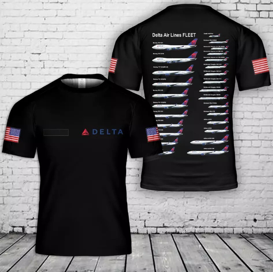 Custom Name Delta Airlines Fleet T-Shirt 3D Size S-5XL gallery