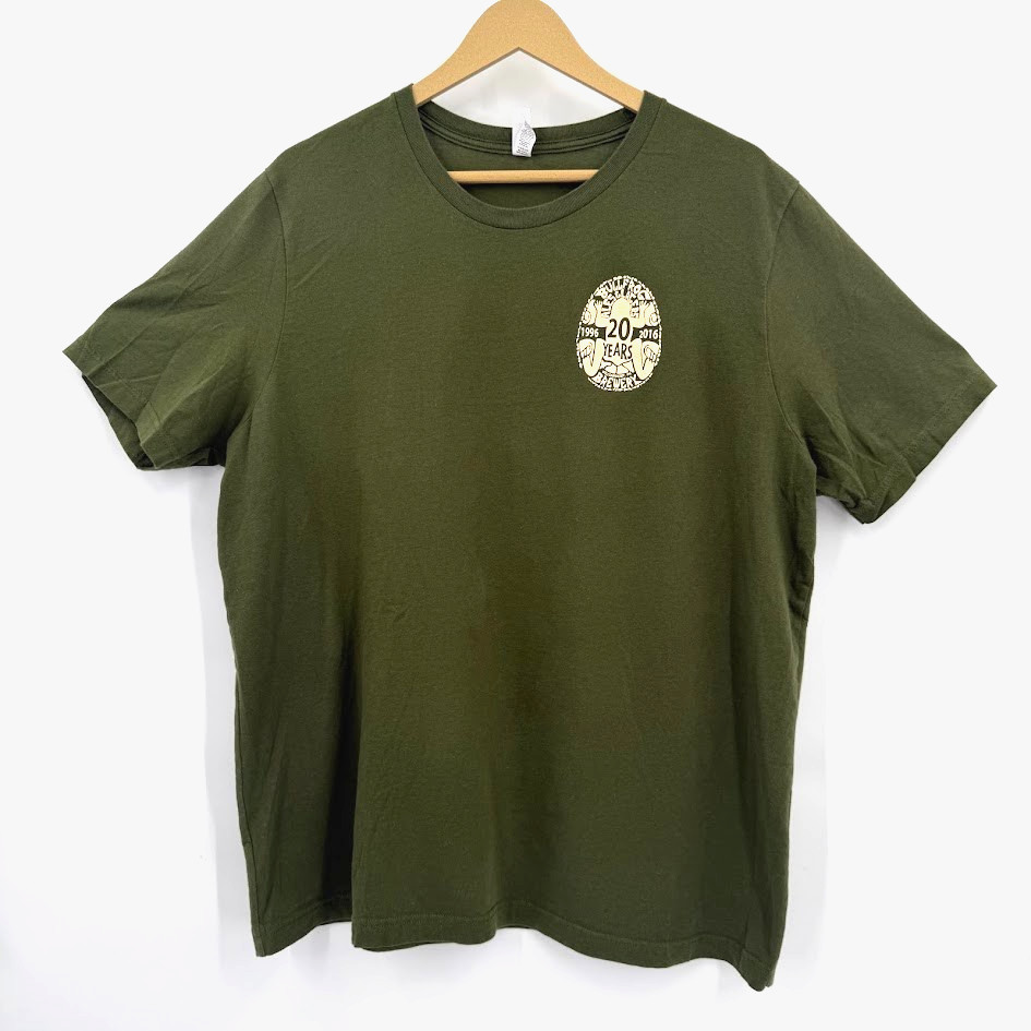 Bullfrog Brewery 20 Years Anniversary T Shirt XL Olive Green Williamsport PA gallery