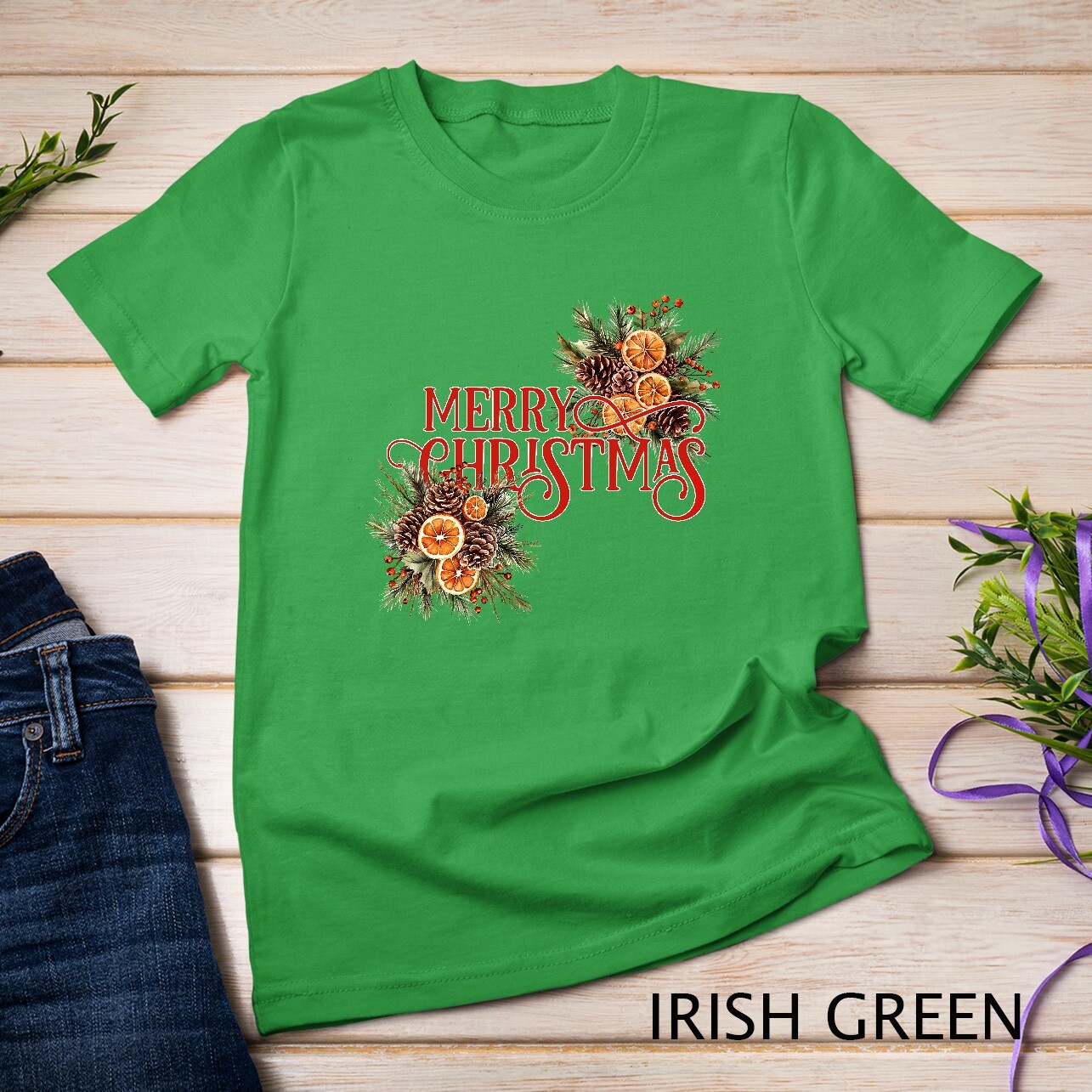 Festive Winter Wreath Holiday Graphic Funny Christmas Shirt Unisex T-shirt gallery