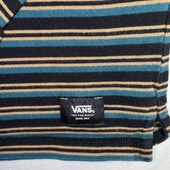 Vans Off the Wall Long Sleeve Crew Neck Graphic Shirt Mens M Black Green Striped