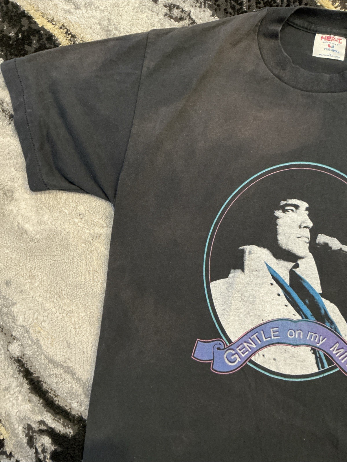 Elvis Presley Shirt Mens L Black Teejays 1991 Gentle on My Minds Graceland gallery
