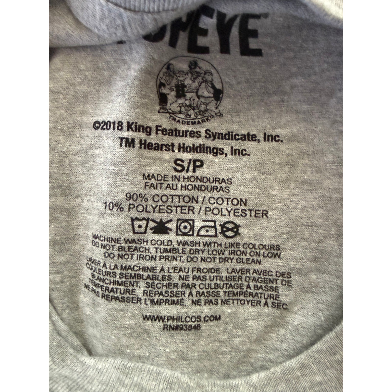 Popeye the Sailor Man Mens Small Heather Gray Graphic T-Shirt I Yam What I Yam gallery