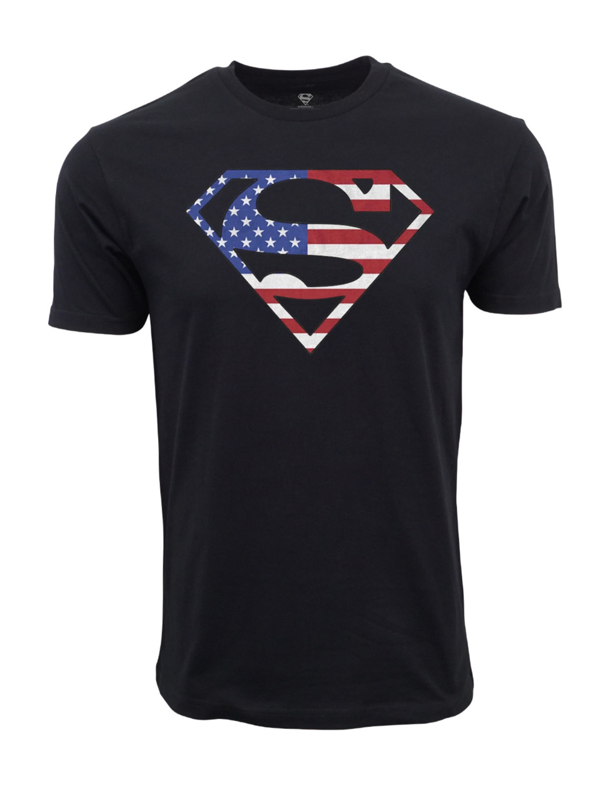 SUPERMAN ORIGINAL FLAG LOGO T SHIRT BLACK TEE OFFICIAL ITEM