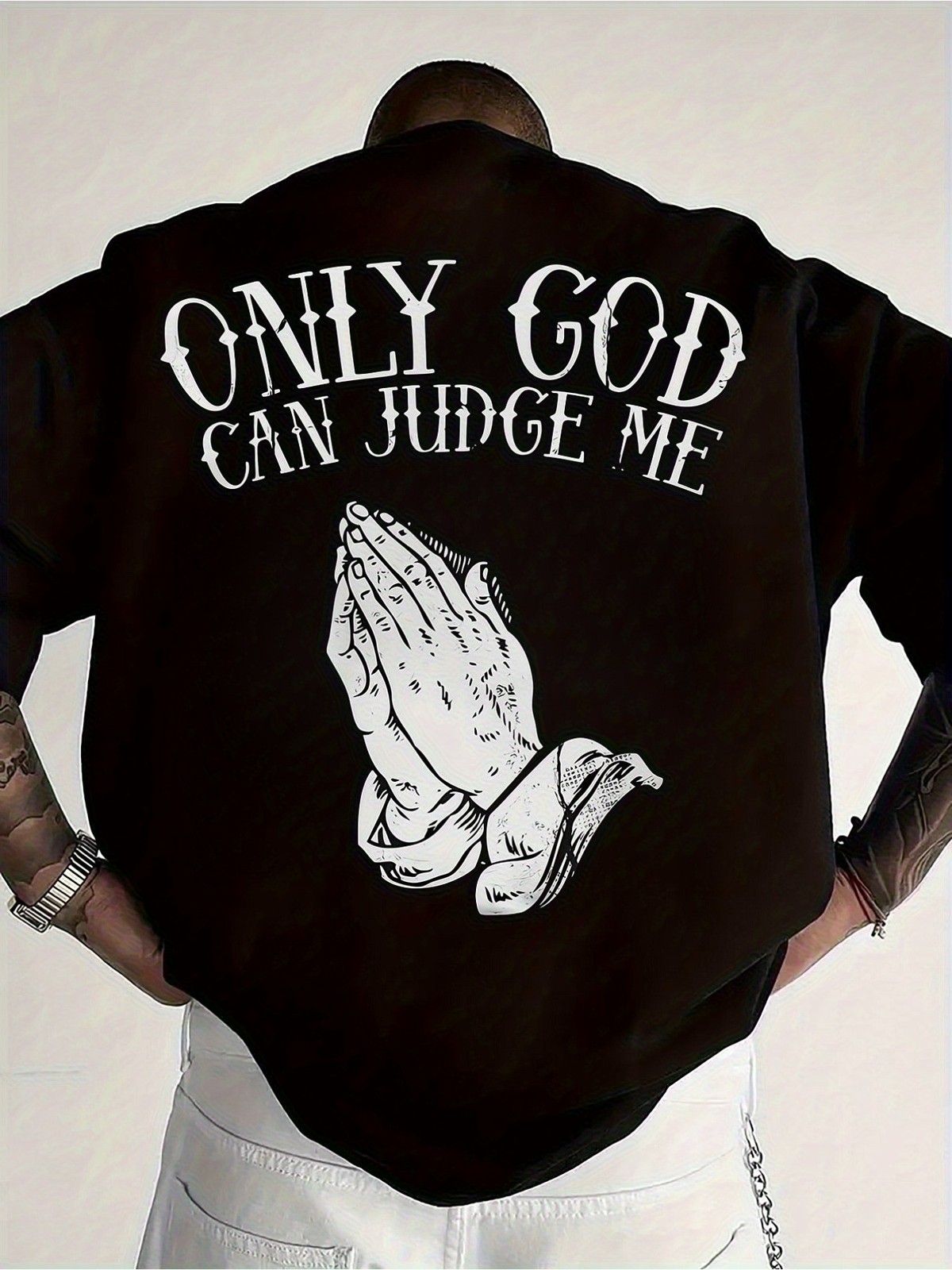 Men'S Casual Short Sleeve T-Shirt - "Only God Can Judge Me" Print gallery