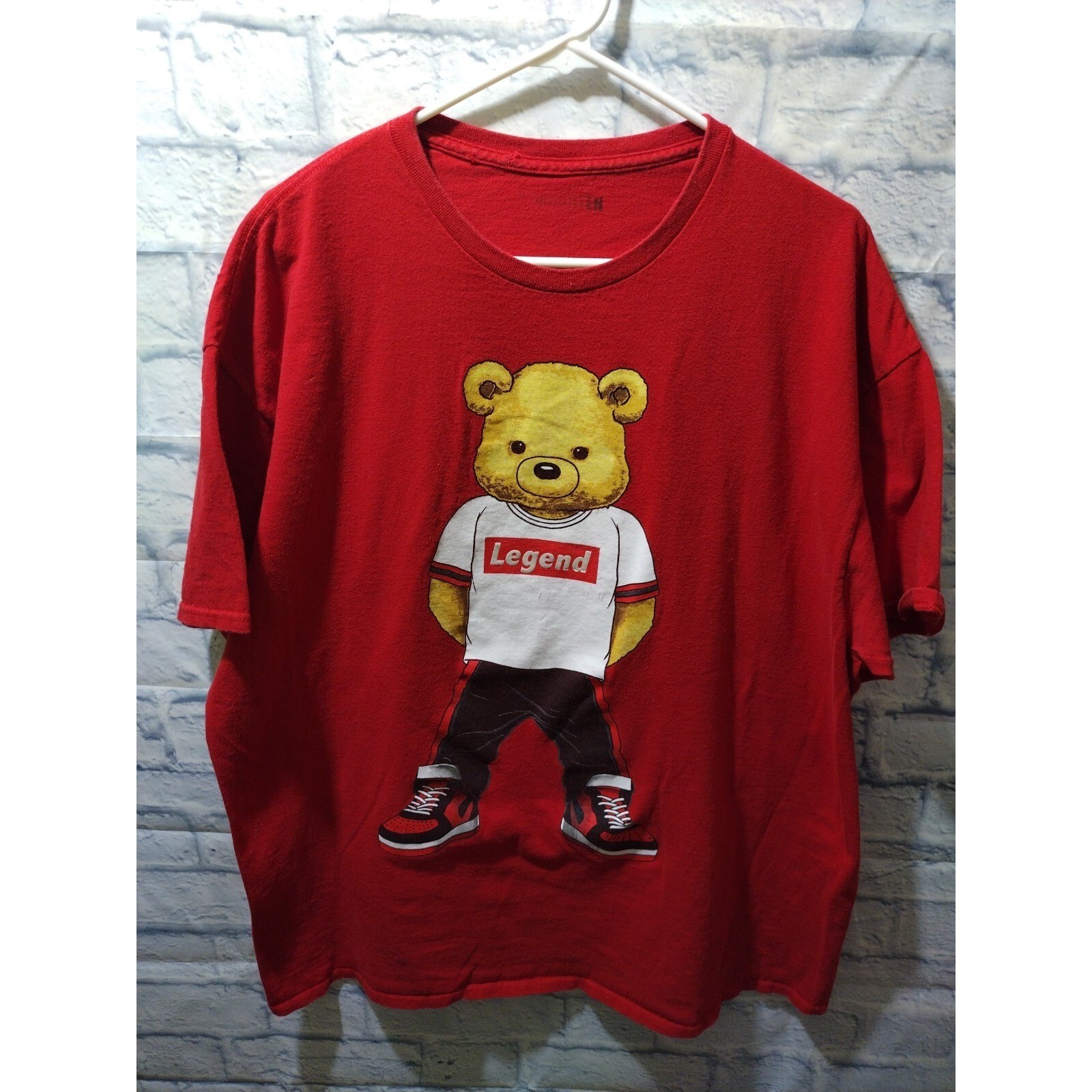 Fruit Men's Red Streetwear Supreme Style Legend Bear Shirt Size X Large gallery
