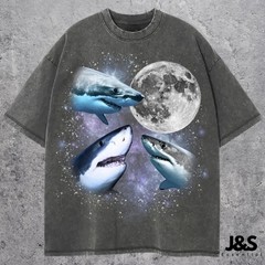 Three Sharks Vintage Graphic Comfort Tee Shirt Men Women Ocean Animal Gift