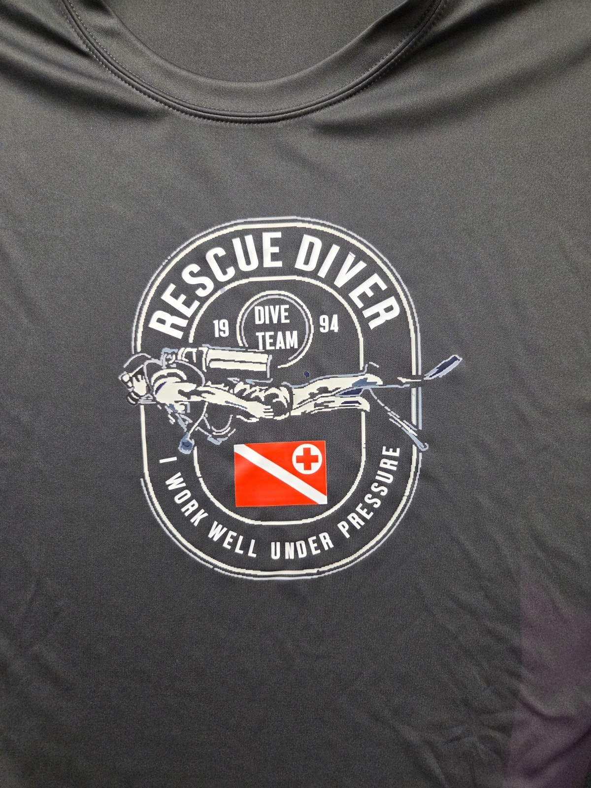 XL Sport Tek Polyester Long Sleeve Rescue Diver SCUBA Gray T-shirt gallery