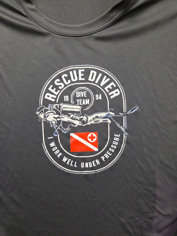 XL Sport Tek Polyester Long Sleeve Rescue Diver SCUBA Gray T-shirt