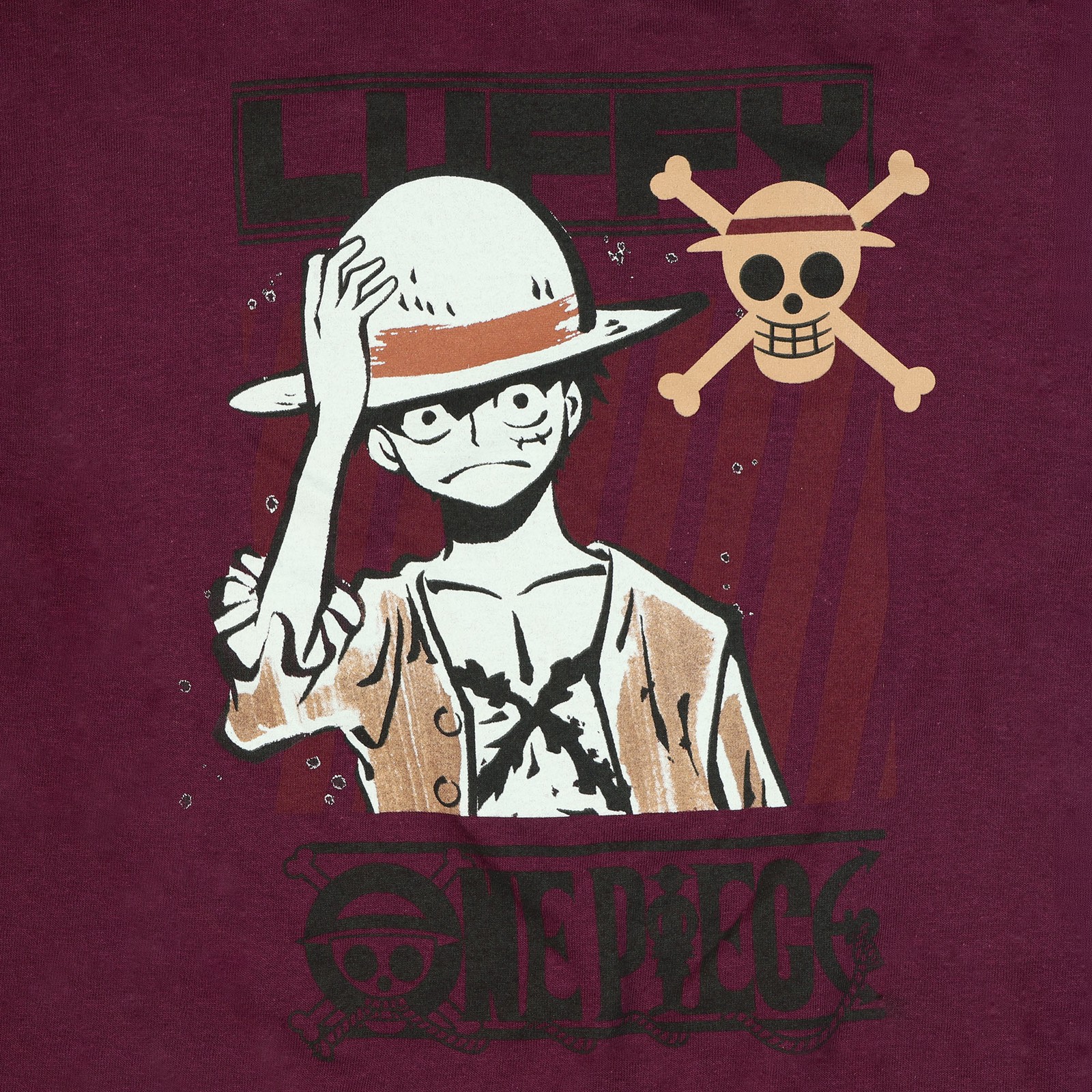 One Piece T-Shirt Boy's Luffy Character Sketch Short Sleeve Graphic Top gallery