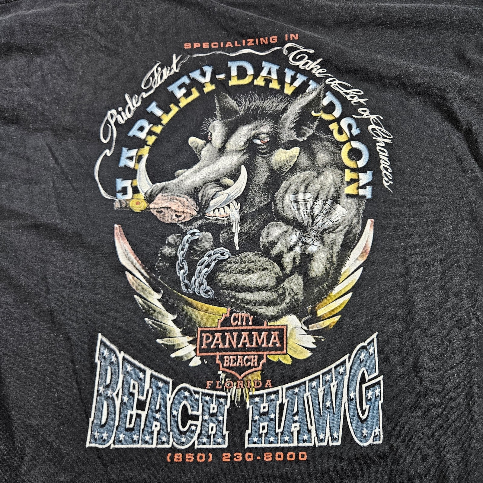 Vintage Beach Hawg Harley-Davidson Shirt Mens Large Black Panama Beach 90s gallery