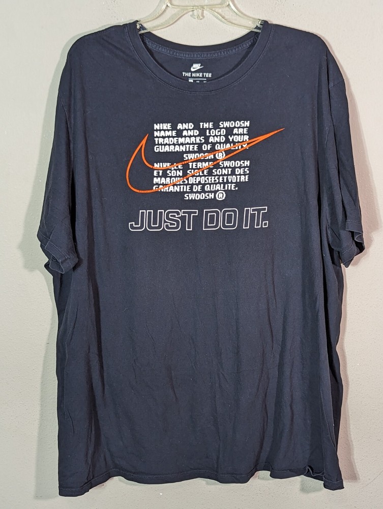 Nike Men Large L Tee T Shirt Just Do It Swoosh Athletic Fit Cut Black Cotton