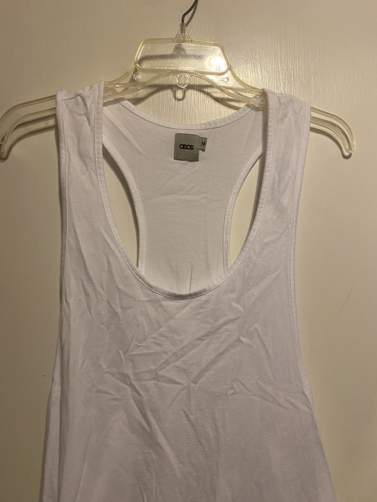 ASOS Men's Racerback tank top deep cut arm openings White Size Medium NWOT gallery