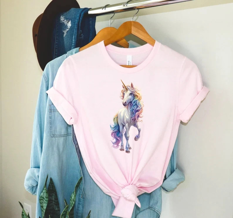 Rainbow Unicorn T-Shirt: Fantasy Magical Tee for Ladies gallery