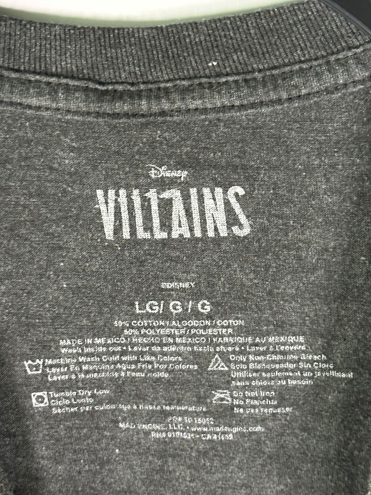Disney Villains T-Shirt Mens L Gray Short Sleeve Graphic Cartoon Villains Tee gallery
