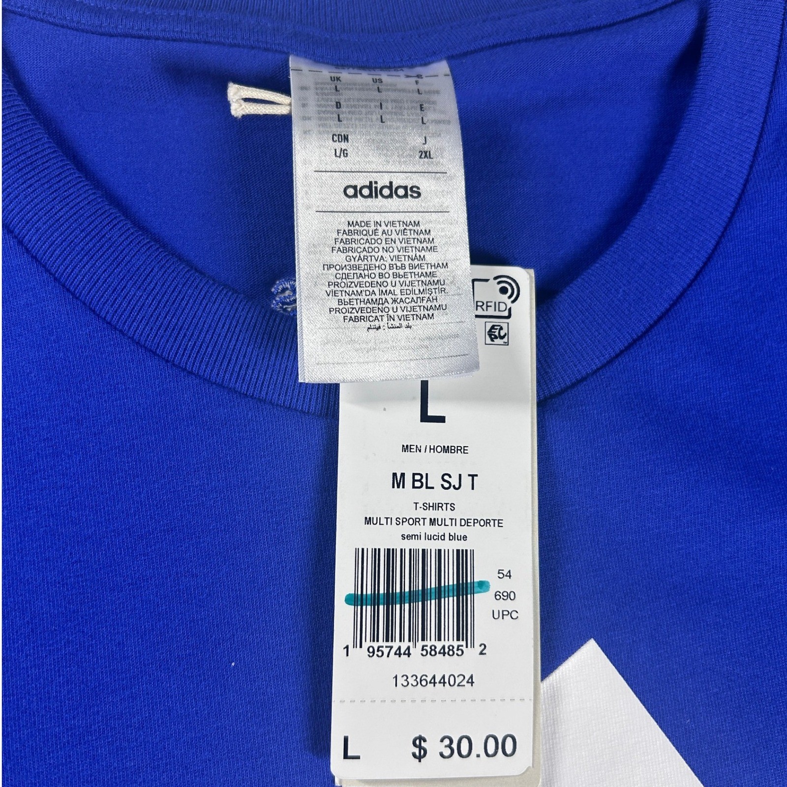Adidas Mens T-Shirt Large Blue Graphic Logo Activewear Casual Training Tee NEW gallery