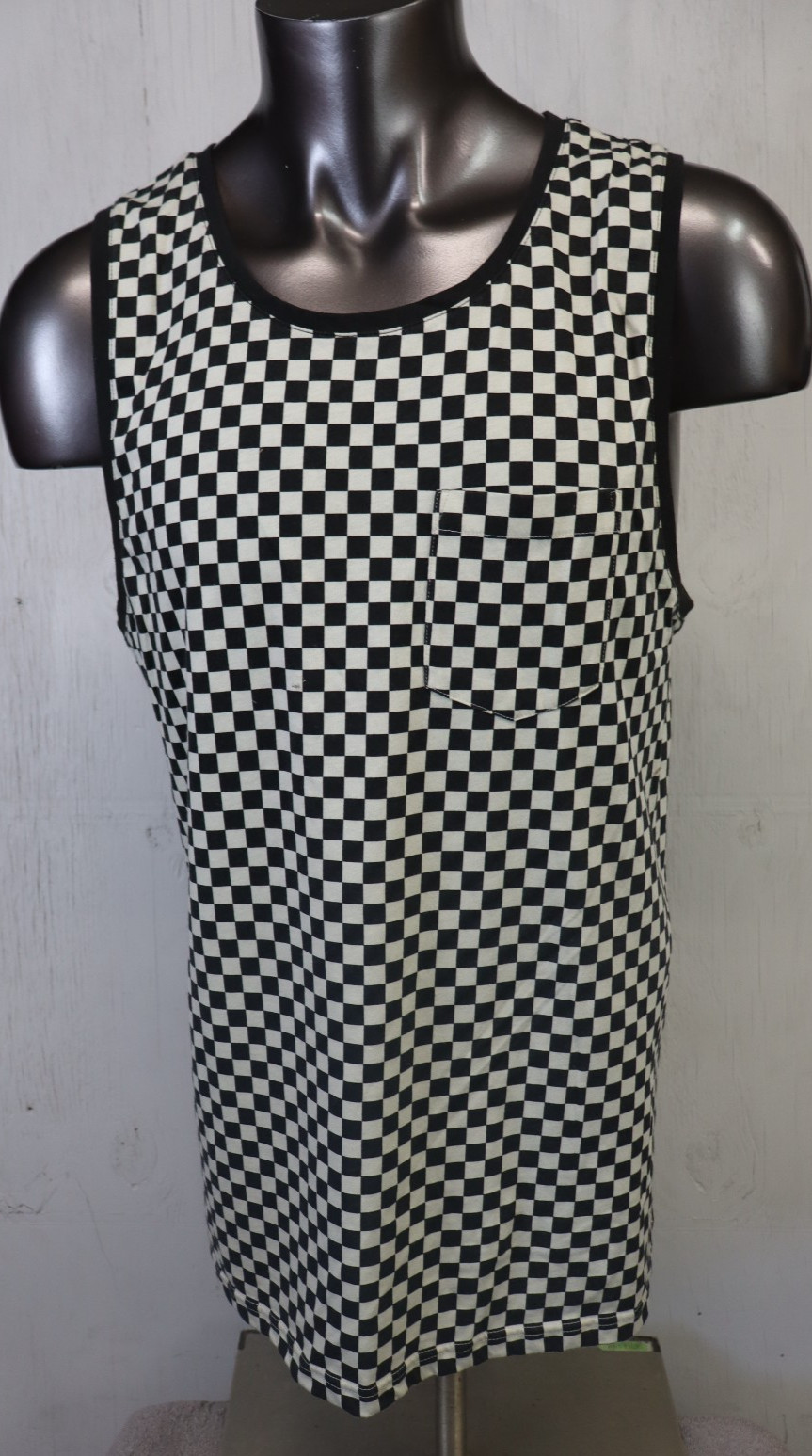 Mens VANS Tank Top Size XL Off The Wall Check Checkered Shirt Black White Skate