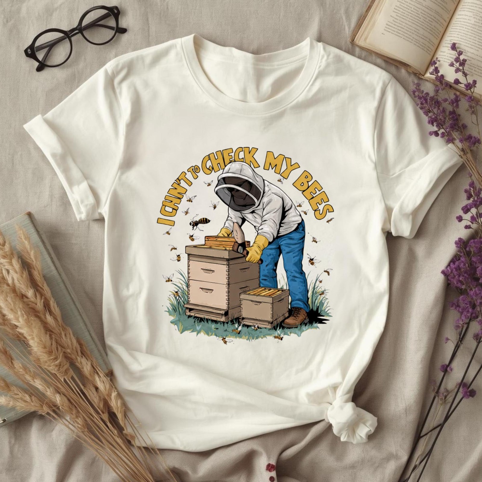I Can't Check My Bees Shirt Comfort Colors, Funny Beekeeper Gift T-Shirt gallery