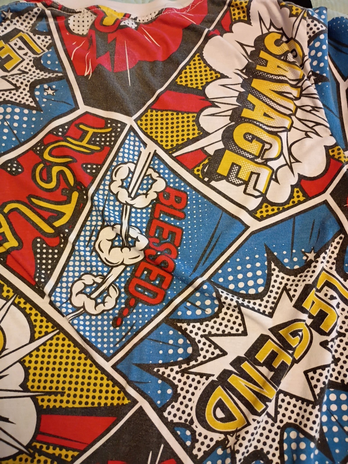 Men's Y2K Launder Hustle Legend Savage AOP Comic Pop Art Graphic T-Shirt S/M gallery
