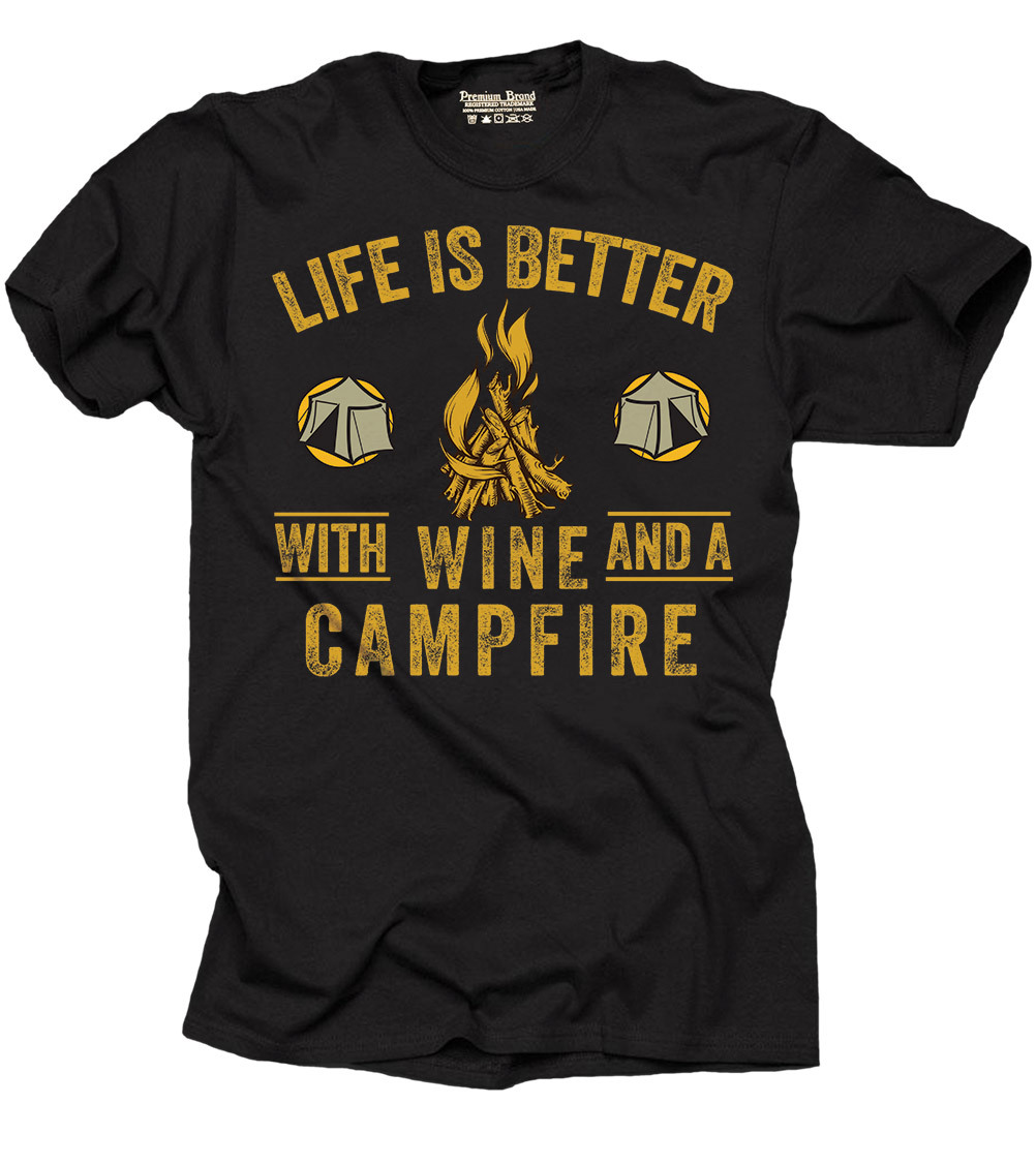 Wine T-shirt camping Camp Tee shirt fishing outdoor activities Tee shirt gallery