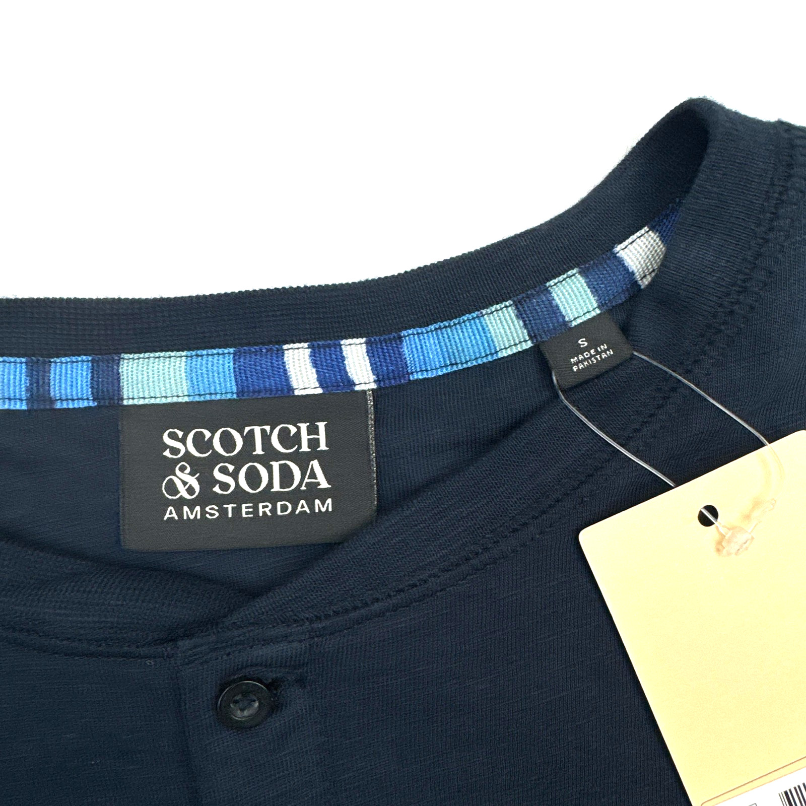 Scotch & Soda Shirt Mens Small Blue Long Sleeve Henley Free Thinkers Organic Tee gallery