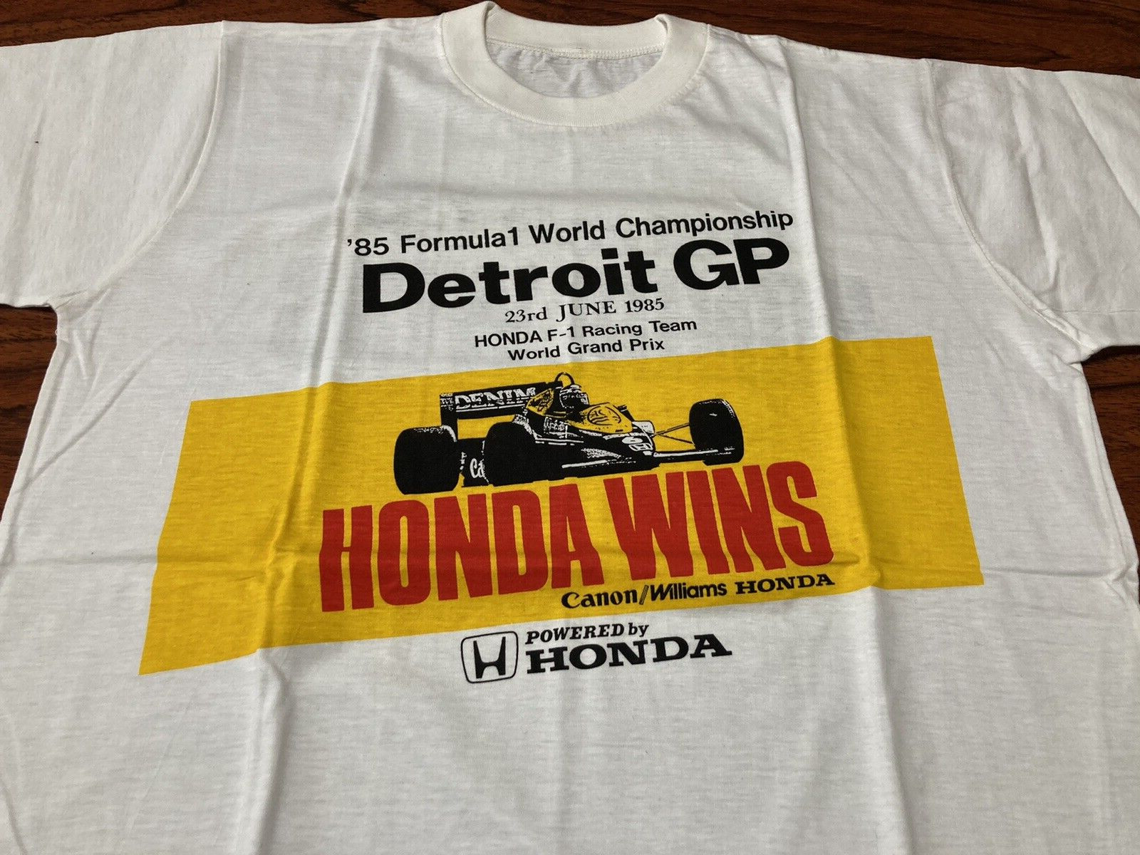 Canon Williams Honda Formula 1 Detroit Grand Prix Tee T Shirt One Size Vtg 1985 gallery