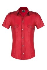 Mens Red Wetlook Shirt with Studs
