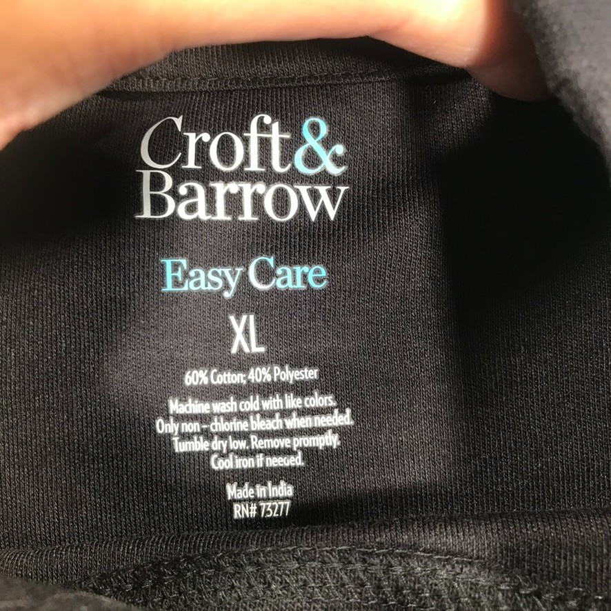 Croft & Barrow T Shirt Men's XL Black The Easy Care Mock Neck Long Sleeve NEW gallery
