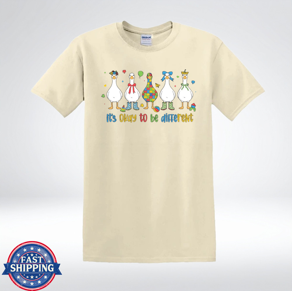 It’s Okay To Be Different Cute Goose Autism Awareness T-Shirt