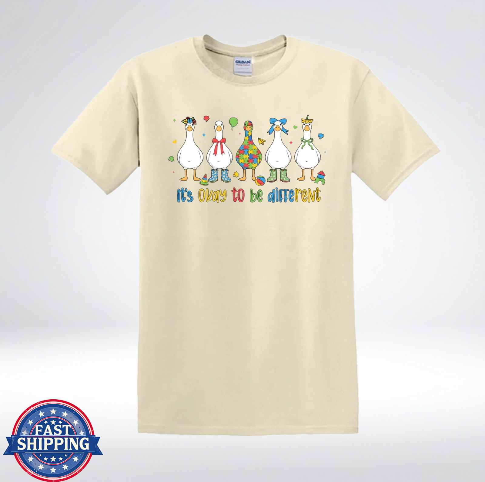 It’s Okay To Be Different Cute Goose Autism Awareness T-Shirt