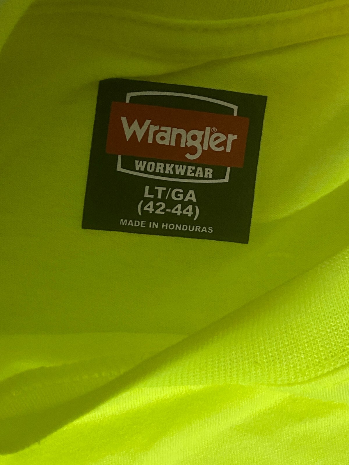 Wrangler Workwear T Shirt Men’s Large Safety Yellow Green gallery