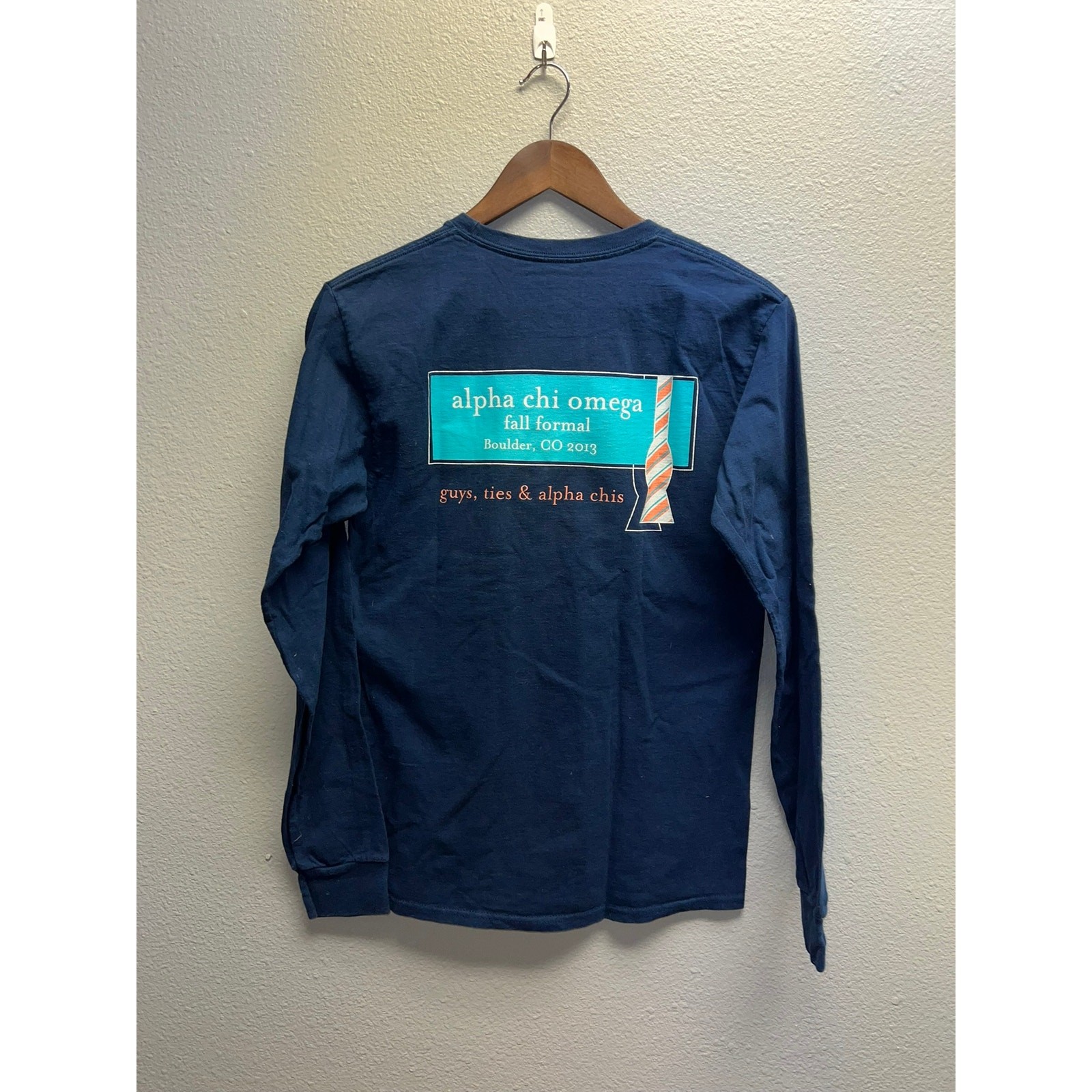 Alpha Chi Omege Shirt Long Sleeve 2013 Fall Formal Suit & Tie Boudler Tee Small gallery