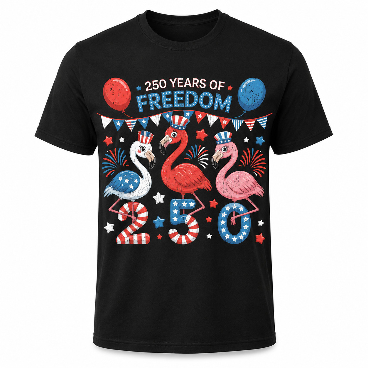 Flamingos Patriotic 250 Years of Freedom Spirit Men Women T-Shirt gallery