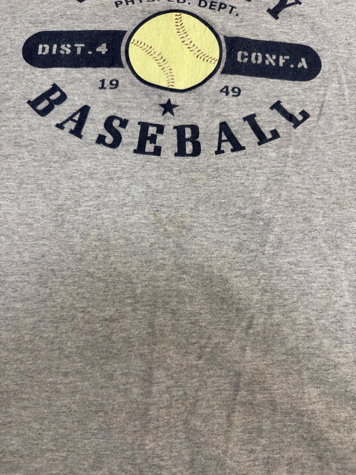 Vintage 90s Varsity Baseball PE Gray Navy Blue Raglan Sleeve Shirt Jersey XL gallery