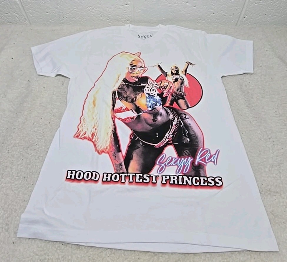 Sexyy Red Hood Princess White Graphic T-Shirt SZ XL (Bb)