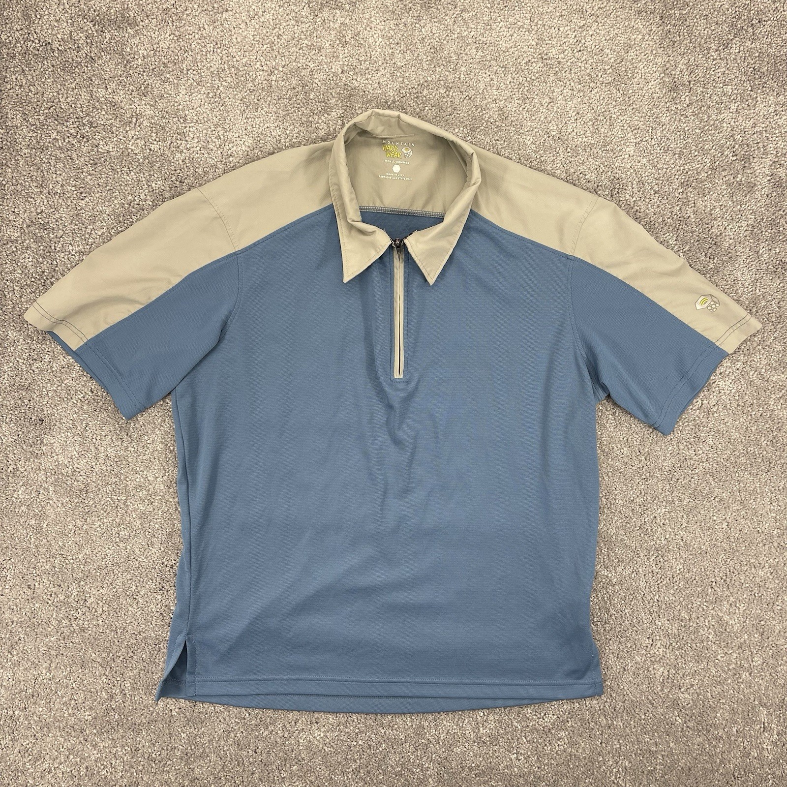 Mountain Hardwear Shirt Mens Large Blue 1/4 Zip Short Sleeve Lightweight Hiking gallery