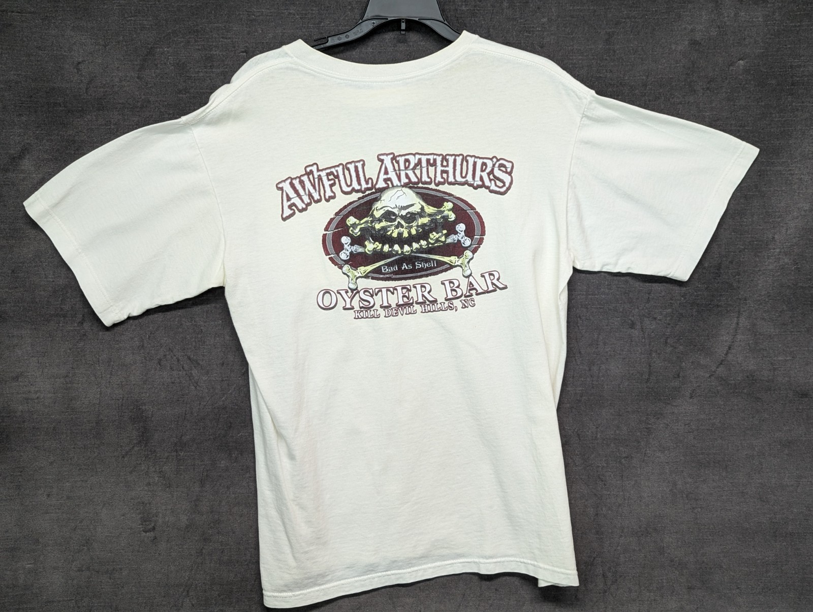 Vintage 90s Awful Arthur's Oyster Bar White T-shirt USA Made Outer Banks Medium gallery